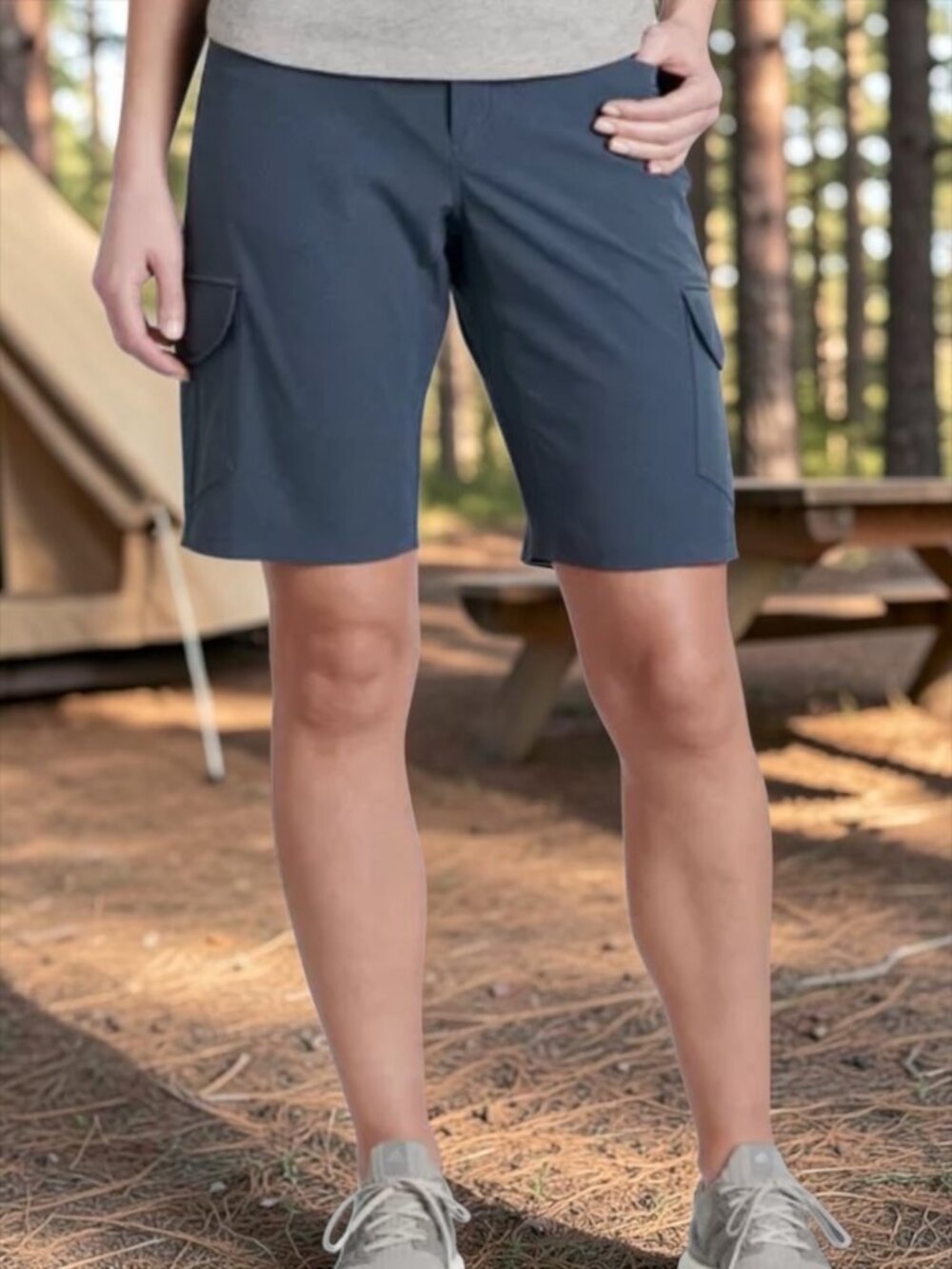Kuhl Womens Freeflex Cargo Shorts 8 Blue Mid Rise Hiking Gorpcore